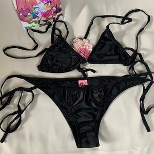 NWT Niosoki Moonlight Tiny Rave Wear String Bikini Black Size XL Very Small